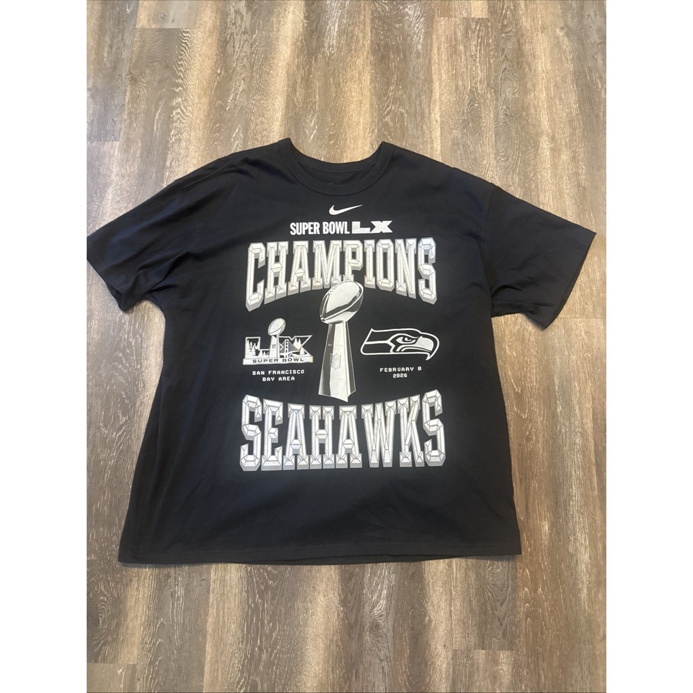 Nike Seattle Seahawks Super Bowl LX Champions T-Shirt Mens Size XL Black